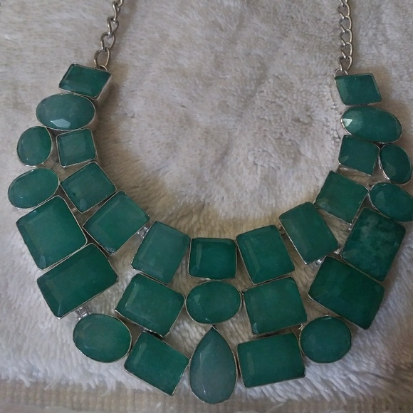 Jewelry - Rare Blue Chalcedony 925 Silver Necklace💙